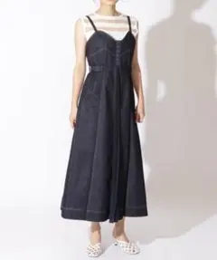 And couture アンドクチュール プリーツコンビデニムキャミワンピース