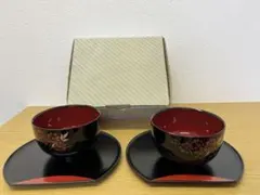 漆器製花柄丼&トレー　2枚セット
