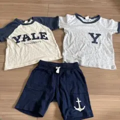 90 H&M 男の子　半袖　Tシャツ　パンツ　夏服　保育園着　子供服　まとめ売り