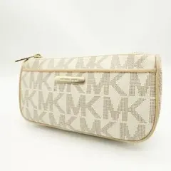 【美品】 マイケルコース アクセサリーポーチ コスメ PVC レザー MK柄