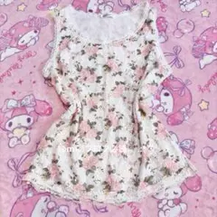 リズリサ系♡パワネ総レース花柄タンクトップ♡姫カジ森ガールフェアリーグランジ♡のサムネイル