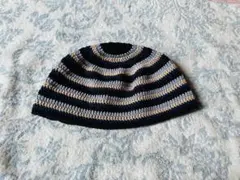 クラッシャーハット　ハンドメイド　黒✖️水色✖️ベージュ✖️ネイビー