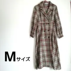 Mサイズ チェック柄 ダブルブレスト ワンピース