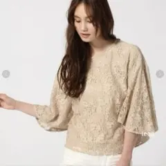 新品　タグ付　GLOBAL WORK レースフレアスリーブ7分袖　Mのサムネイル