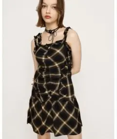 SLY チェック柄フリルミニキャミワンピース