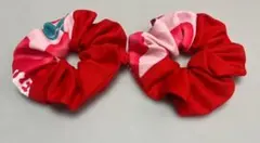 シュシュ　2個セット　赤　ピンク