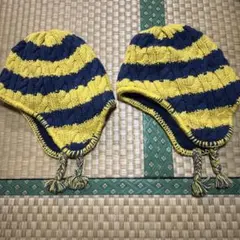 耳あて付きニット帽 黄色と紺色 2個セットGAPkids