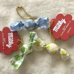 不二家 Milky ミルキー　ミニチュアキーホルダー タイトー限定　青　緑　黄色のサムネイル