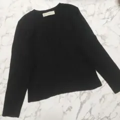 ユナイテッドアローズ クルーネック長袖リブニット 毛混 ブラック