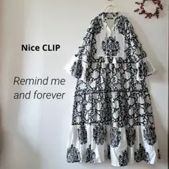 今季　RMAFナイスクラップ【極美品】インドコットン総花柄ワンピース 黒×白