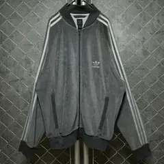 00's Y2K アディダス　グレー　ベロアトラックジャケット激レア3XLサイズ