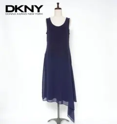 美品 DKNY アシンメトリーワンピース ドレス ネイビー サイズS*ZC859
