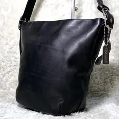 COACH オールドコーチ 黒 バケツ型 ショルダーバッグ シルバーチャーム