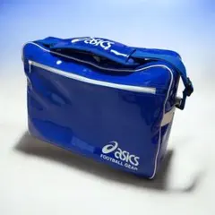 【美品】アシックス エナメルバッグ サッカー フットサル ブルー Lサイズ相当のサムネイル