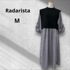 ◆ラダリスタ　ドッキングシャツワンピース　ロング　　ストライプ　シャーリング袖