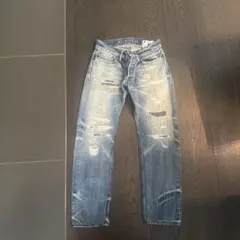 DENHAM デニムパンツ ダメージ加工 ライトブルーのサムネイル