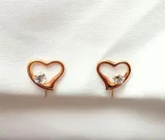 K18 オープンハート　イヤリング　イエローゴールド　ハート