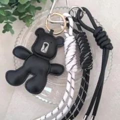 じゃらじゃらキーホルダー バッグチャーム キーチャーム くま ブラック チャーム