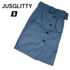 未使用品 JUSGLITTY ジャスグリッティー 膝丈スカート ブルー シンプルのサムネイル