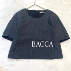 BACCA バッカ　ストライプ　トップスカットソー　ブラウス　ゆったり　グレーのサムネイル