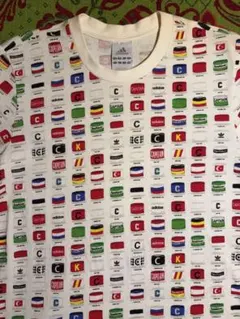 adidas 国旗 総柄 Tシャツ Lサイズ アディダス 古着
