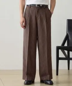 み*ん様 【美品】EMMA CLOTHES ストライプスラックス ブラウンMのサムネイル