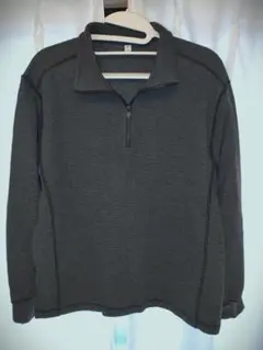 【GU】ヘビーワッフルハーフジッププルオーバー(08 DARK GRAY)