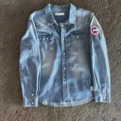 ピ*ロ様 デニムブルー 長袖シャツ ワッペン付き