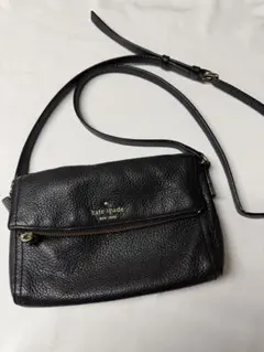 kate spade 黒 レザー ショルダーバッグ
