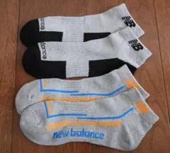 ニューバランス ショートソックス メンズ 25-27cm 2足セット グレー