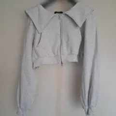 w closet ダブルクローゼット　セーラー衿Wジップクロップドスウェット