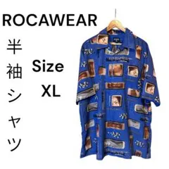 Rocawear 半袖シャツ 総柄 XL 青のサムネイル