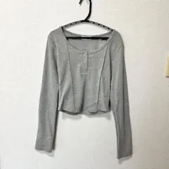 ANAP ヘンリーネック リブ トップス　グレー