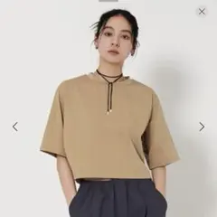 ビューティーアンドユース コットンポリエステル クロップド Tシャツ ベージュ