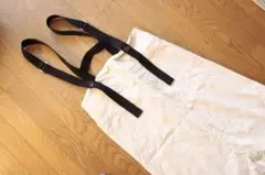 アメリカンホリックホワイトコットンサロペット ブラックストラップ