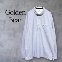 Golden Bear 長袖ポロシャツ L 水色 ワンポイント 鹿の子のサムネイル