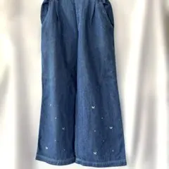 ☆値下げ☆アナスイミニ　蝶々刺繍 デニム ワイドパンツ　140cmのサムネイル