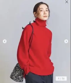 ビューティアンドユース　ウールカシミヤ オーバータートルネックニットプルオーバー