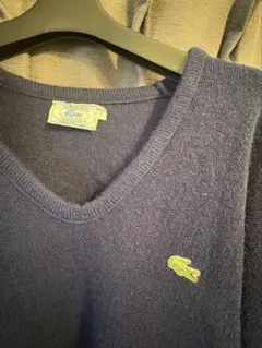 Lacoste ネイビー Vネック セーター　80s