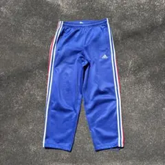 90s adidas トラックパンツ ジャージパンツ サイドライン ブルー S