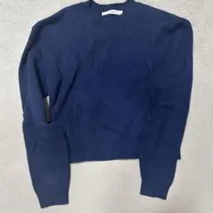 MOUSSY ネイビー クルーネックニット 長袖
