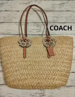 COACH ストローバッグ かごバッグ ライムグリーン - メルカリ