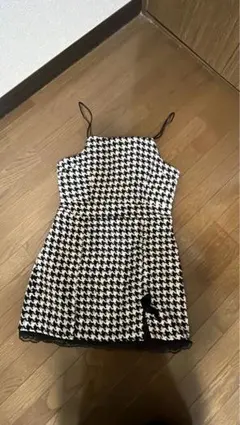 ハウンドトゥース ノースリーブミニワンピース