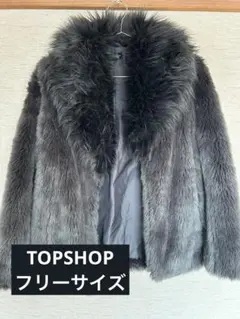 美品 TOPSHOP ダークグレー フェイク ファーコート EUR 36 Mのサムネイル