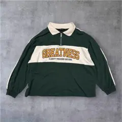 CHIP CLIP ハーフジップ スウェット M グリーン カレッジロゴ 襟付き