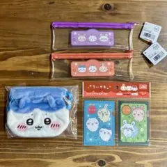 ちいかわ おかお巾着① ハチワレ　ペンケース　ミニクリアフォルダー　4点セット