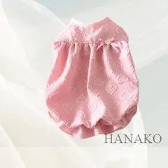 犬服ハンドメイド　バルーンワンピースハートピンク♡