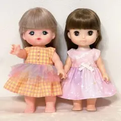 【160】ソランちゃん　メルちゃんの服 ワンピース　チェック柄　ハンドメイド