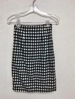 白黒ギンガムチェック　 後ろリボンタイトスカート　　未使用