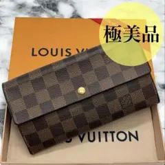 極美品　ルイヴィトン　ダミエ・エベヌ　ポルトフォイユ・サラ　長財布　カード６枚